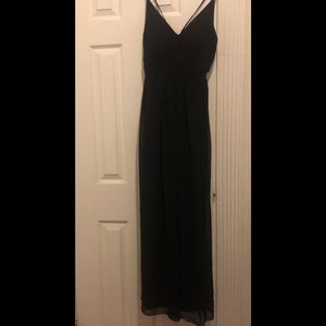 Long black Bill Levkoff bridesmaid gown